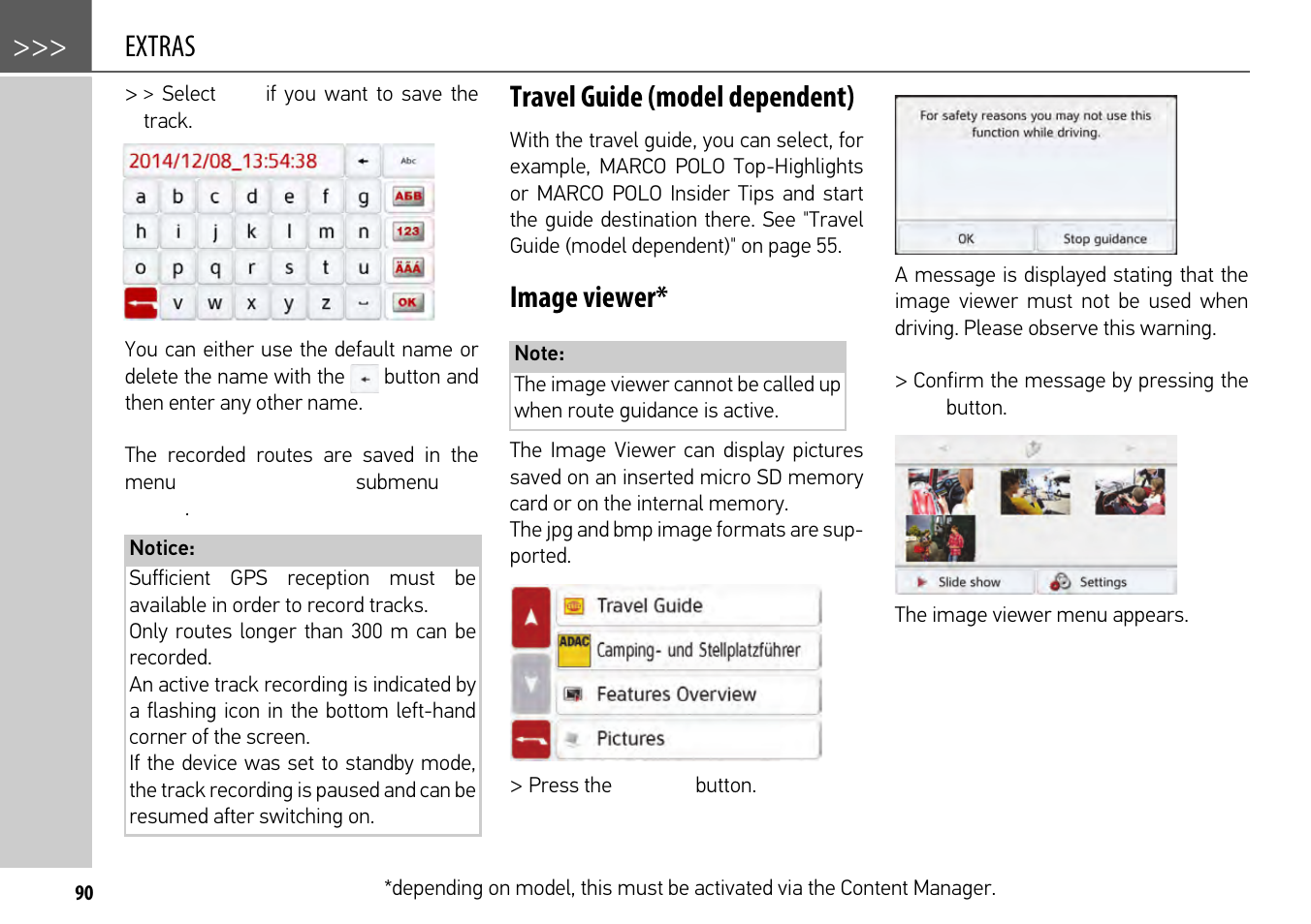 Travel guide (model dependent), Image viewer, Extras | Becker mamba.4 LMU plus User Manual | Page 90 / 110