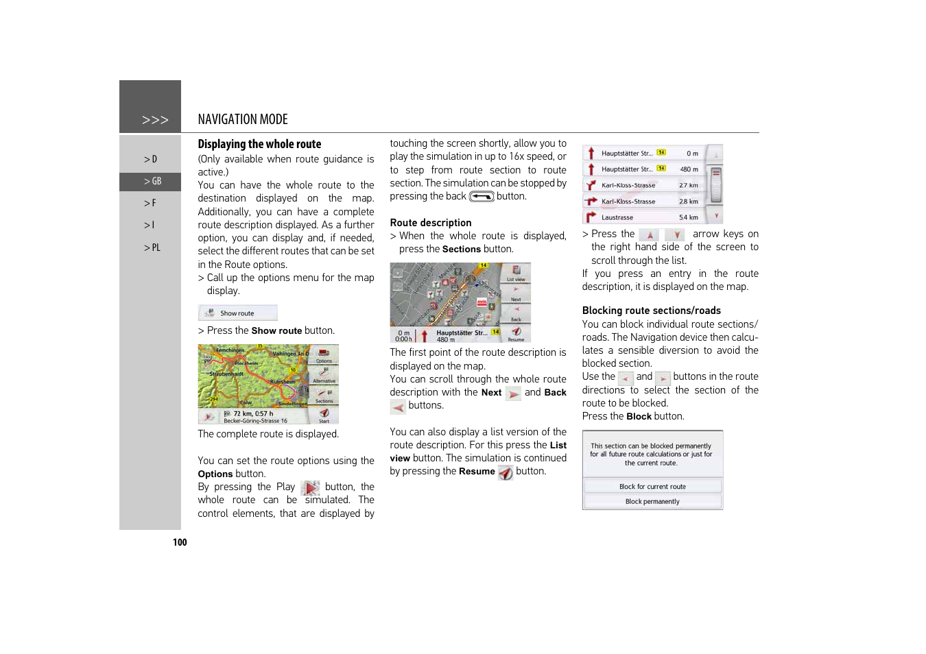 Displaying the whole route, Navigation mode | Becker revo.2 User Manual | Page 100 / 155