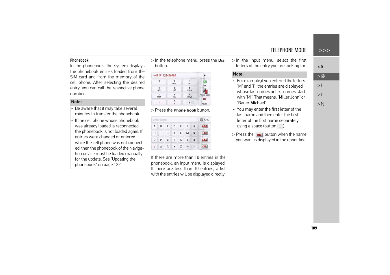 Phonebook, Telephone mode | Becker revo.2 User Manual | Page 109 / 155