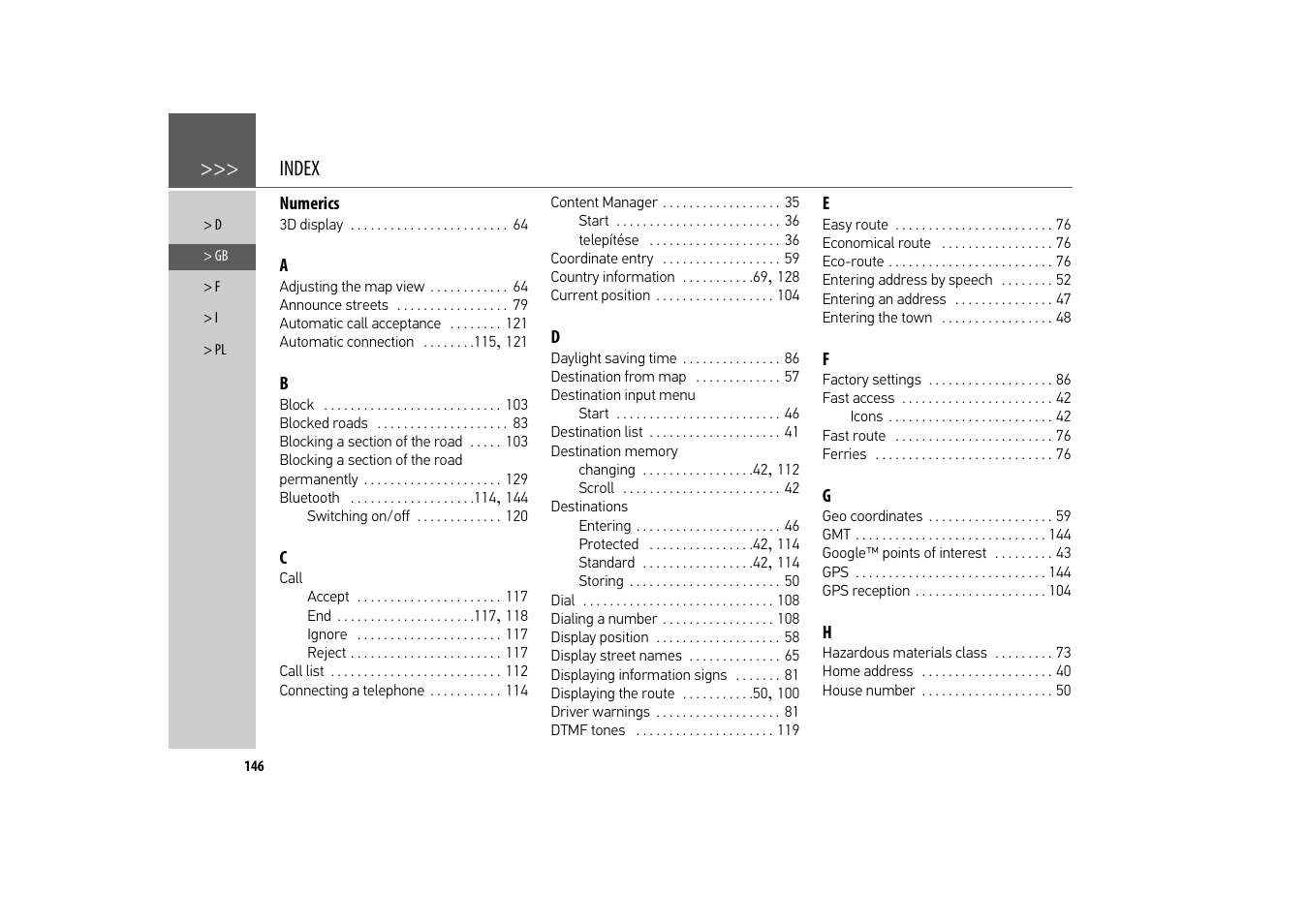 Index | Becker revo.2 User Manual | Page 146 / 155