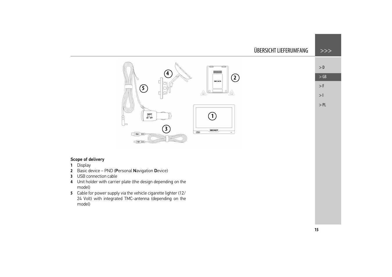 Übersicht lieferumfang | Becker revo.2 User Manual | Page 15 / 155