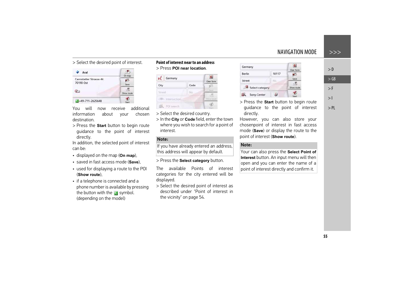 Point of interest near to an address, Navigation mode | Becker revo.2 User Manual | Page 55 / 155