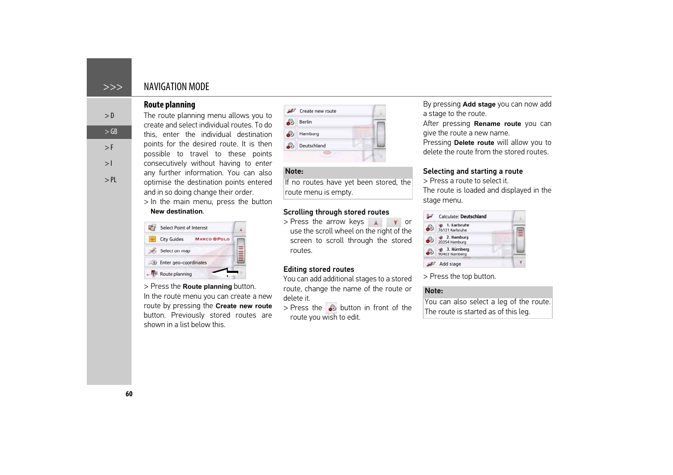 Route planning, Navigation mode | Becker revo.2 User Manual | Page 60 / 155