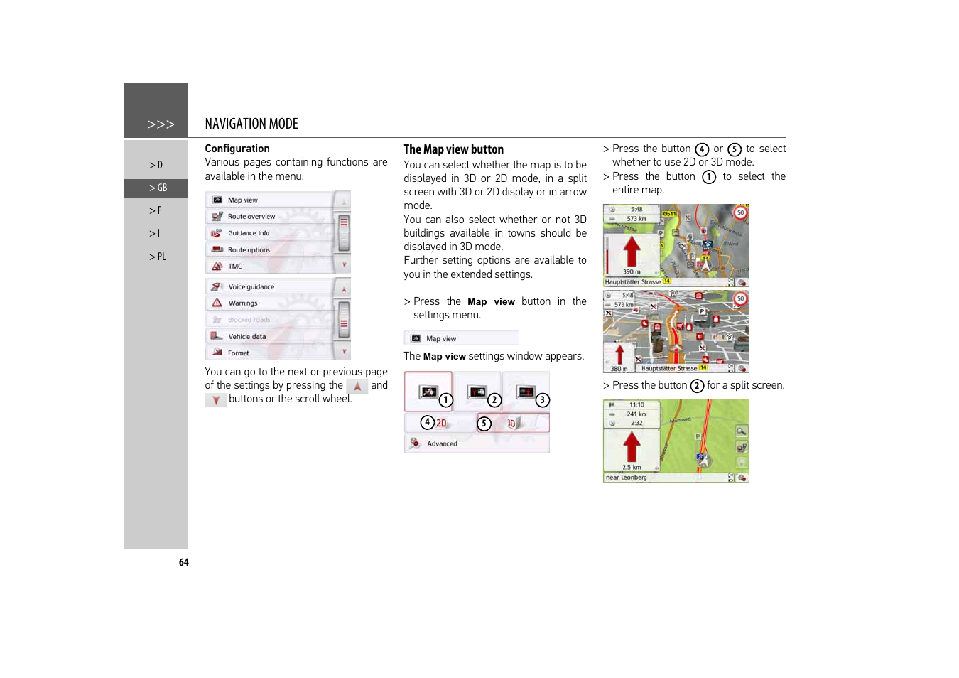 The map view button, Navigation mode | Becker revo.2 User Manual | Page 64 / 155