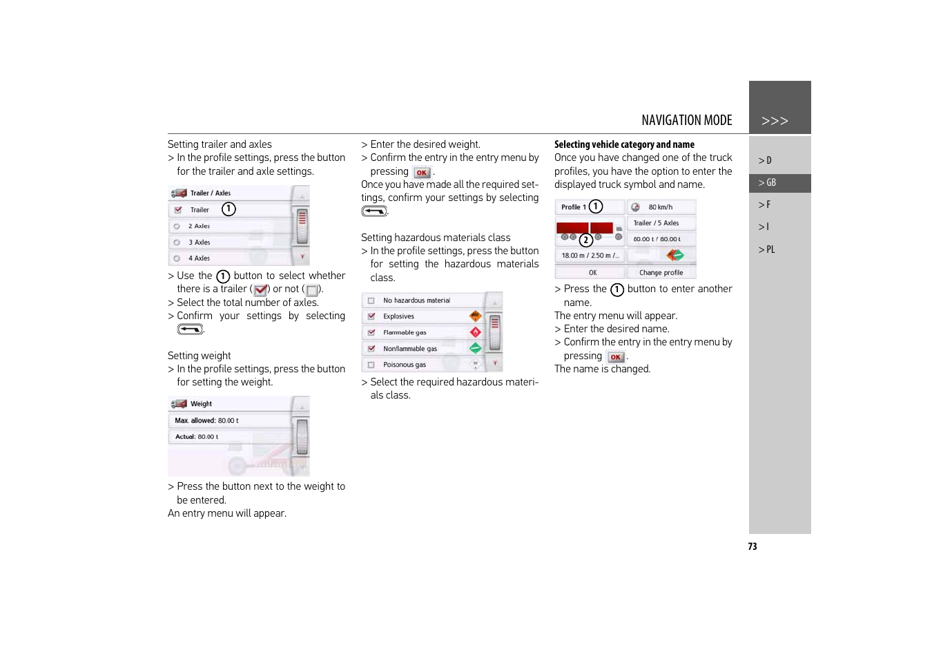 Selecting vehicle category and name, Navigation mode | Becker revo.2 User Manual | Page 73 / 155
