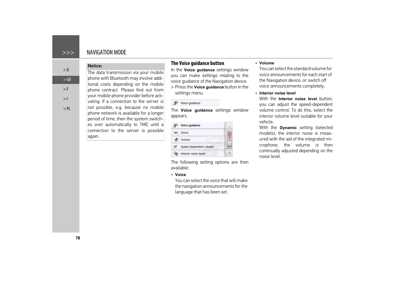 The voice guidance button, Navigation mode | Becker revo.2 User Manual | Page 78 / 155