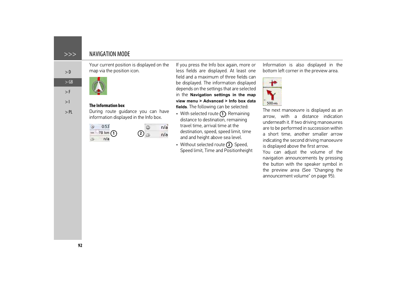 The information box, Navigation mode | Becker revo.2 User Manual | Page 92 / 155