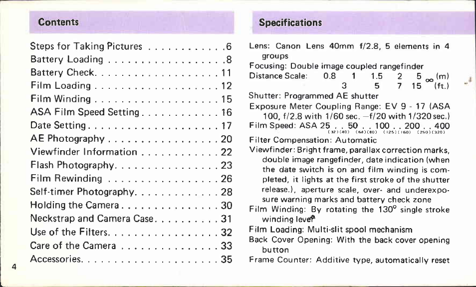 Canon A35 User Manual | Page 4 / 63