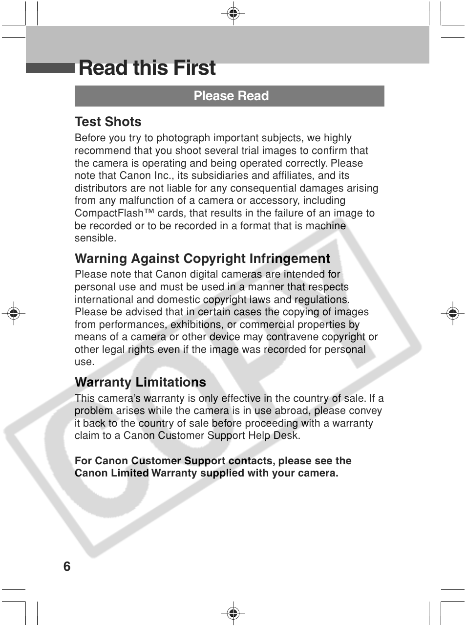 Read this first | Canon SC A60 User Manual | Page 10 / 230