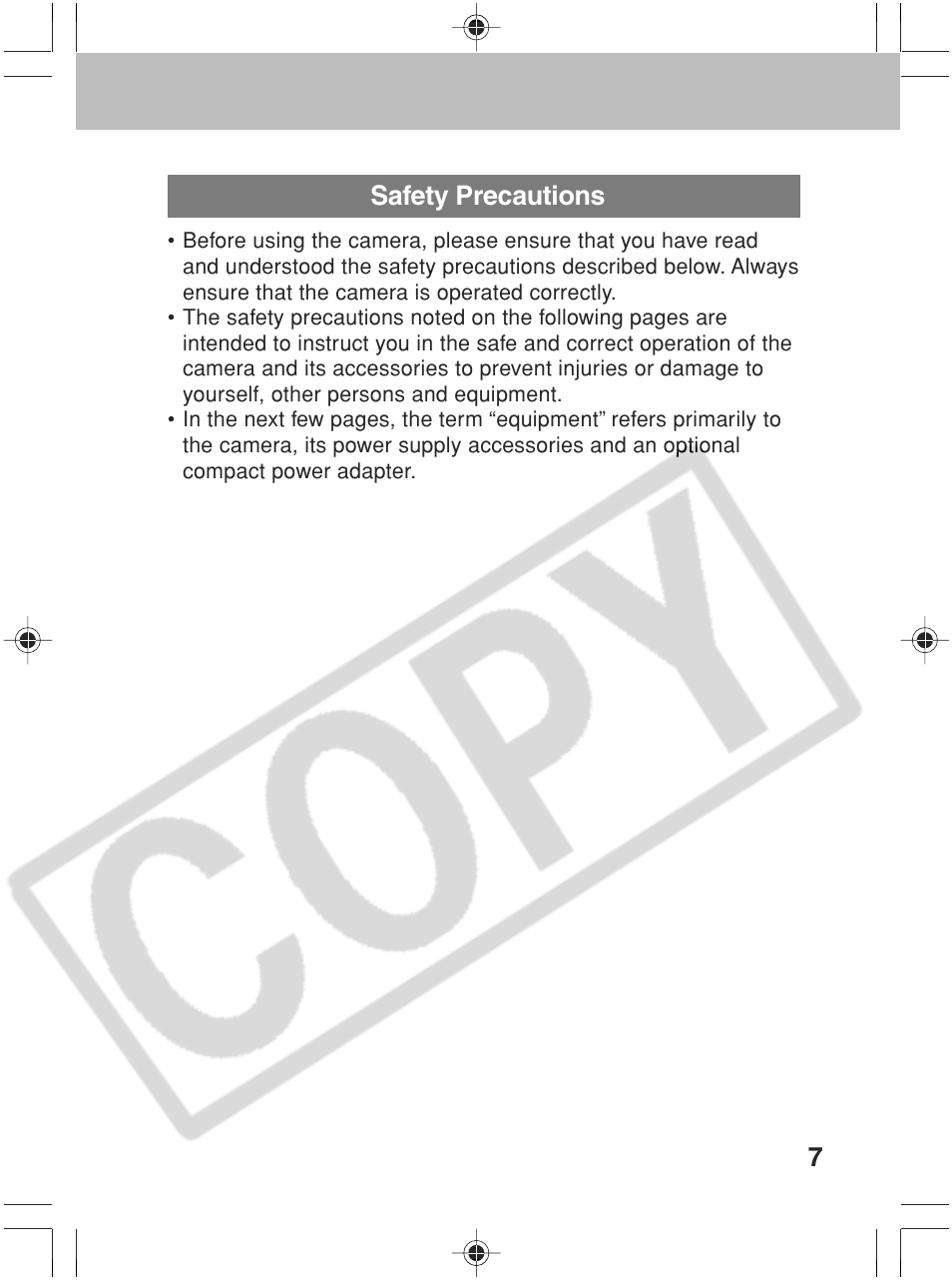 7safety precautions | Canon SC A60 User Manual | Page 11 / 230