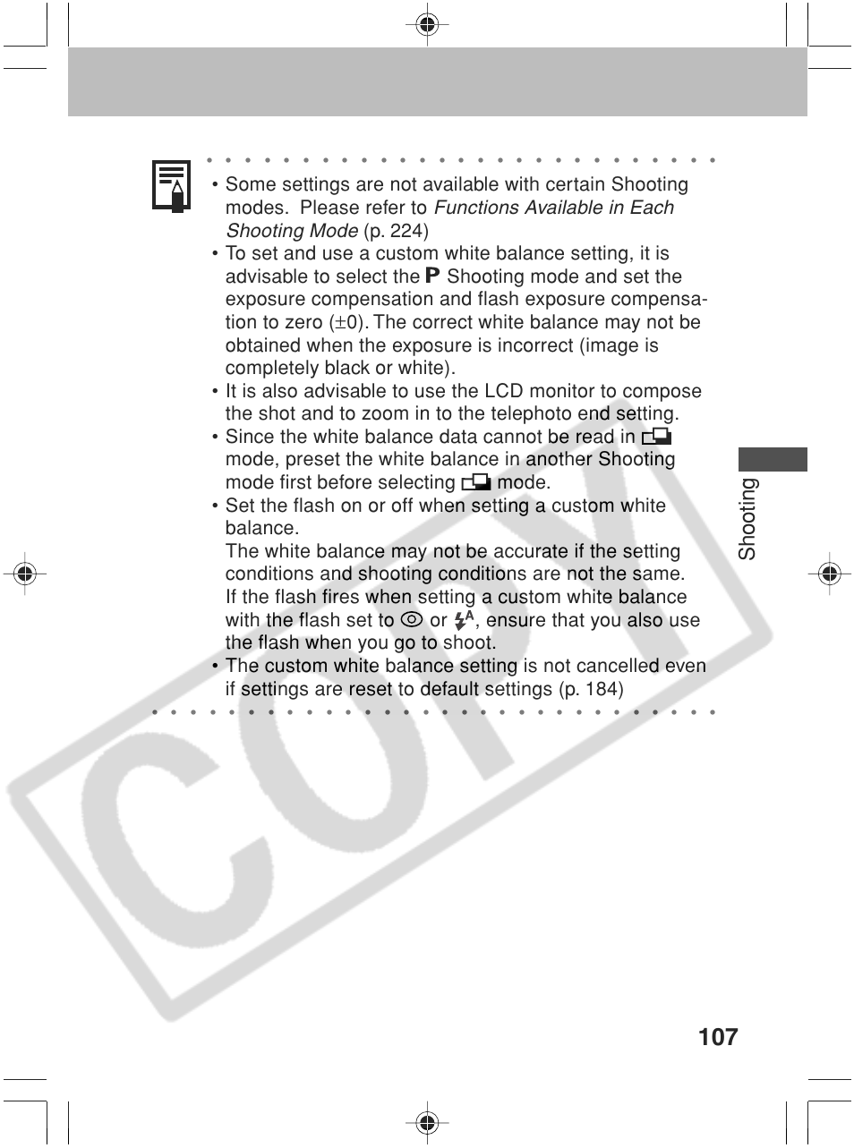 Shooting, Functions available in each shooting mode | Canon SC A60 User Manual | Page 111 / 230