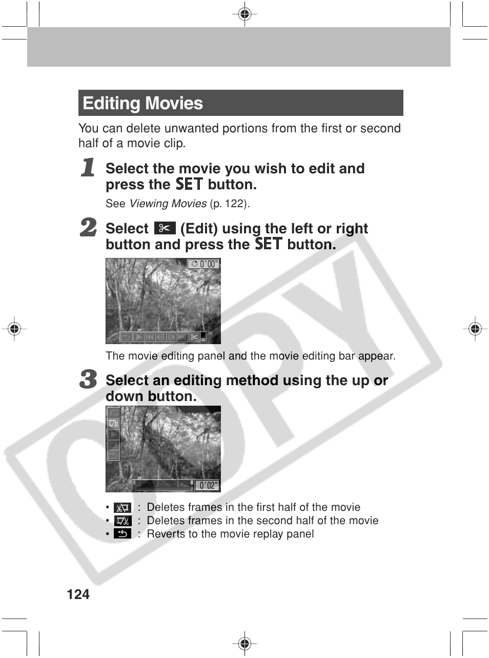 Editing movies | Canon SC A60 User Manual | Page 128 / 230