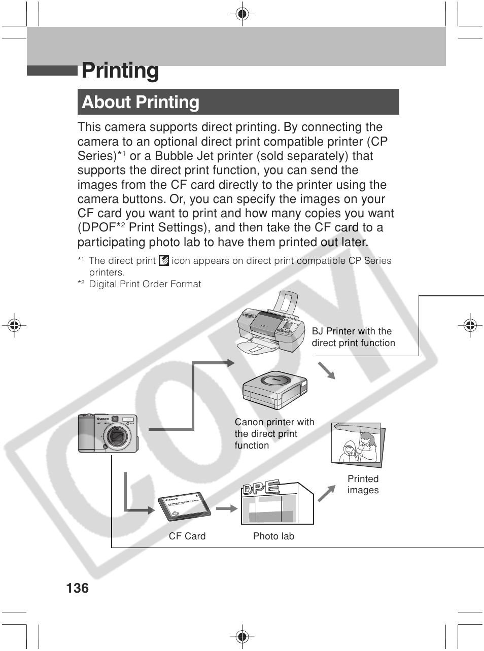 Printing, About printing | Canon SC A60 User Manual | Page 140 / 230