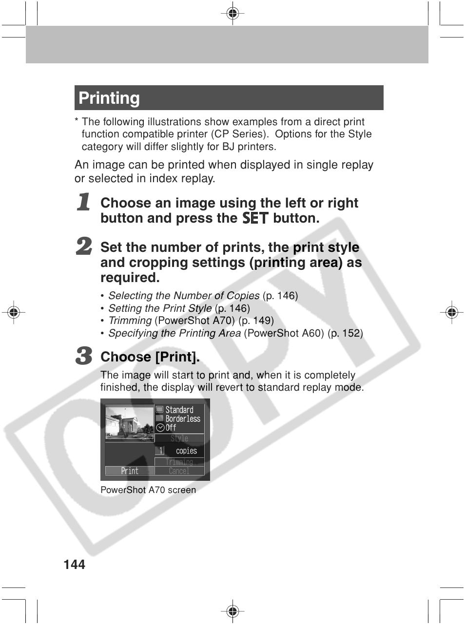 Printing | Canon SC A60 User Manual | Page 148 / 230