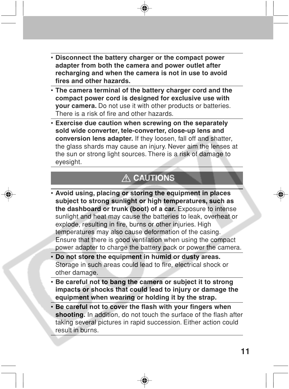 Cautions | Canon SC A60 User Manual | Page 15 / 230