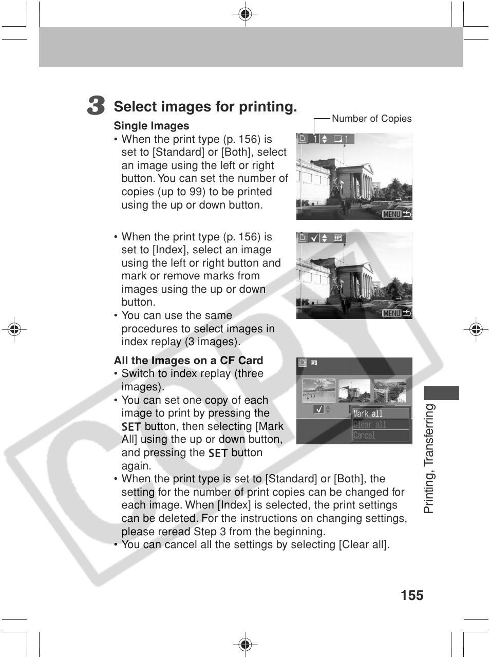 Select images for printing | Canon SC A60 User Manual | Page 159 / 230