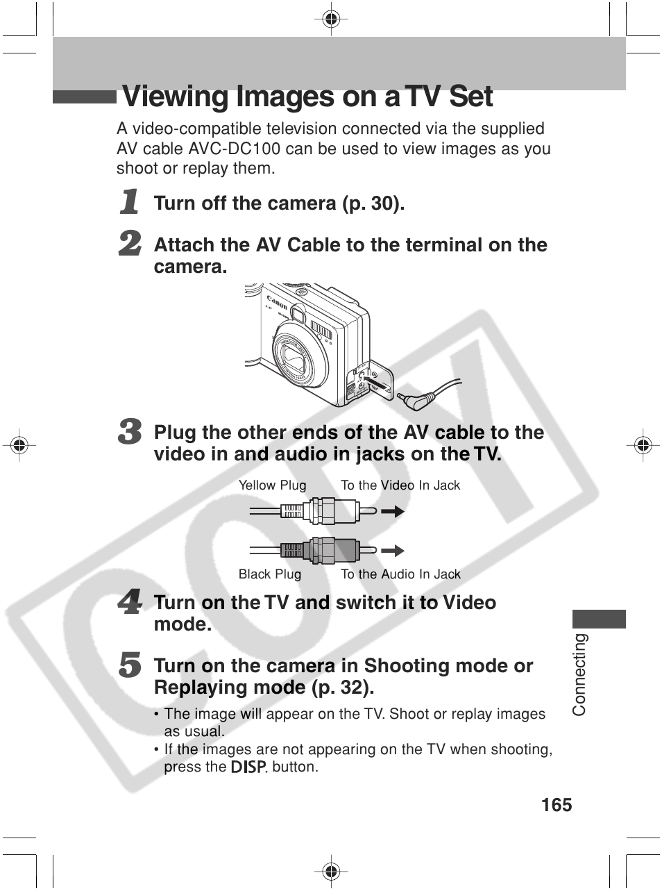 Viewing images on a tv set | Canon SC A60 User Manual | Page 169 / 230