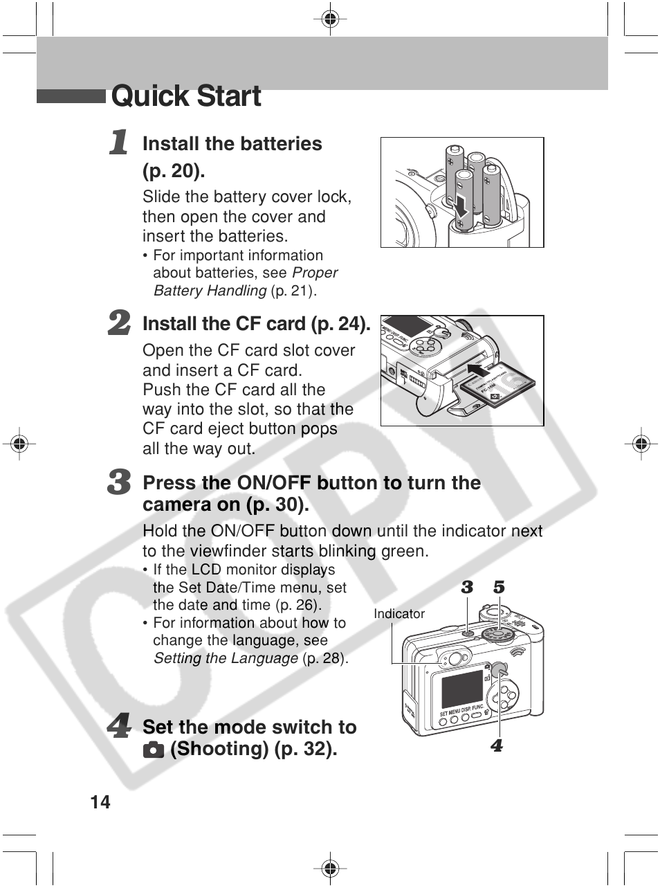 Quick start | Canon SC A60 User Manual | Page 18 / 230