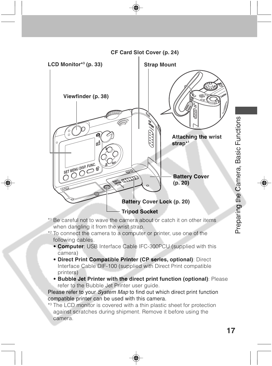 Prepar ing the camer a, basic functions | Canon SC A60 User Manual | Page 21 / 230