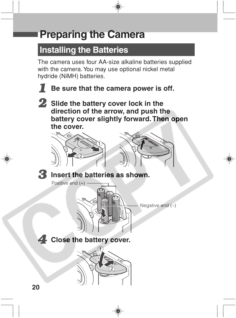 Preparing the camera | Canon SC A60 User Manual | Page 24 / 230