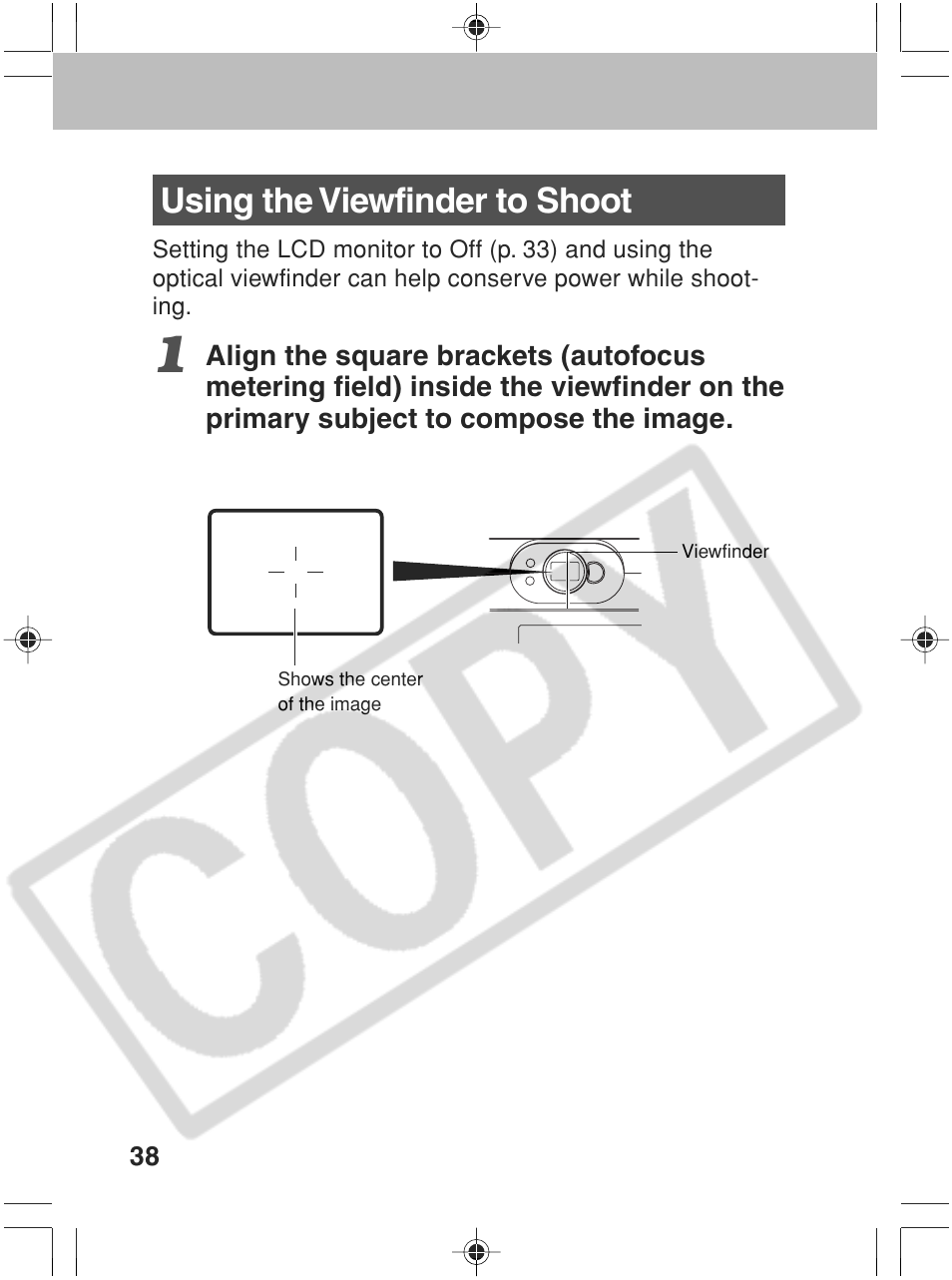 Using the viewfinder to shoot | Canon SC A60 User Manual | Page 42 / 230