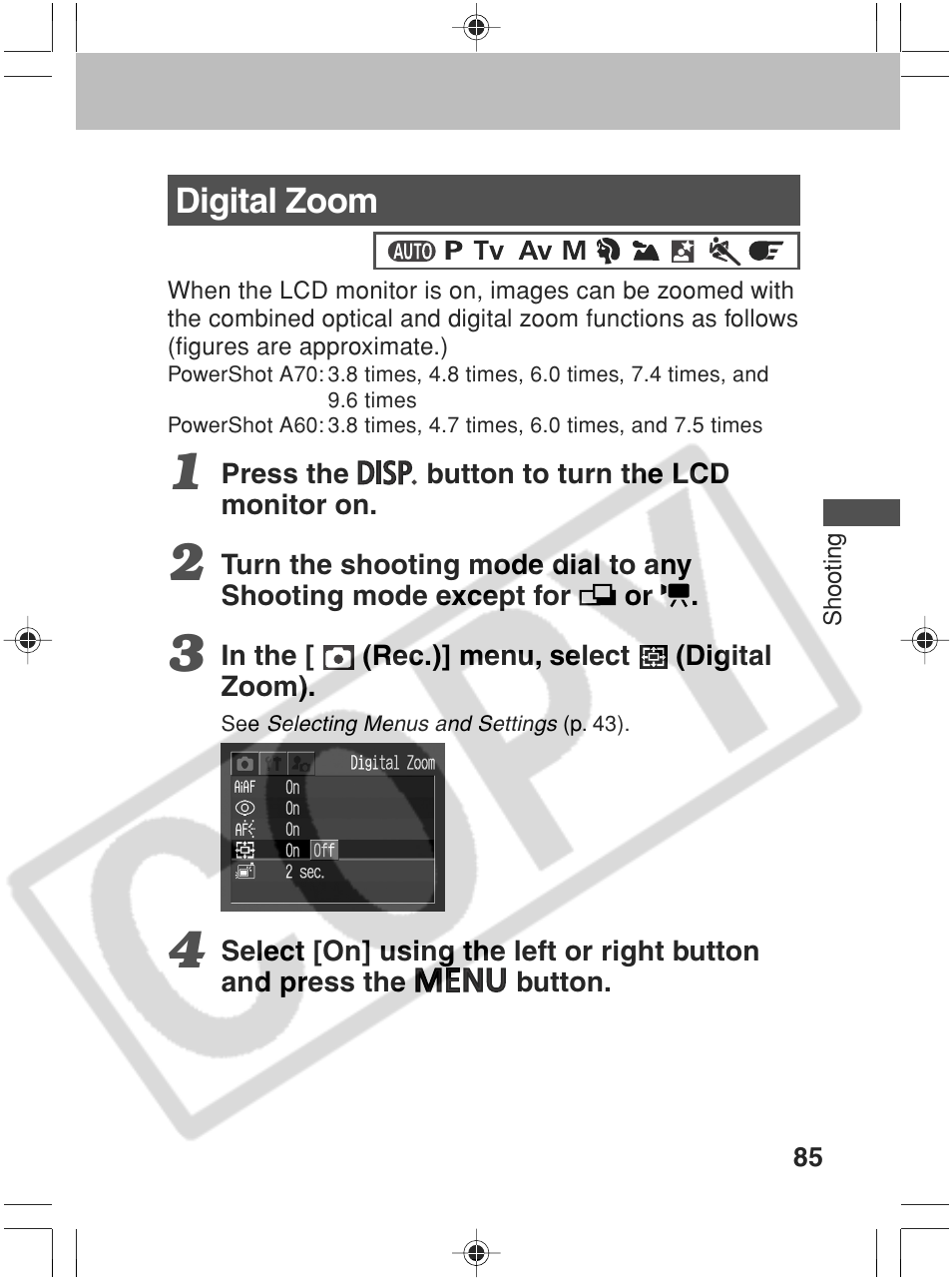 Digital zoom | Canon SC A60 User Manual | Page 89 / 230