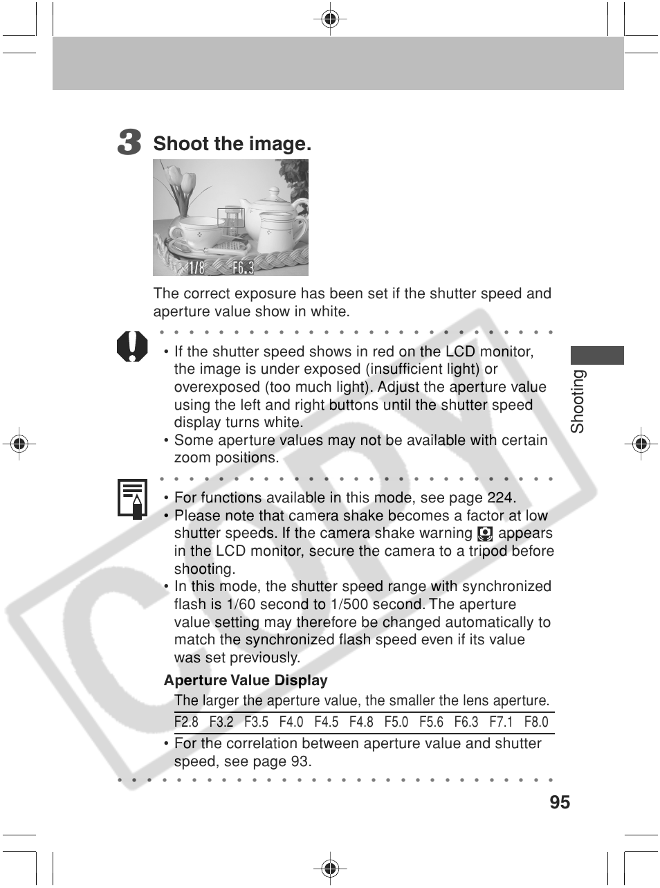 Shoot the image, Shooting | Canon SC A60 User Manual | Page 99 / 230