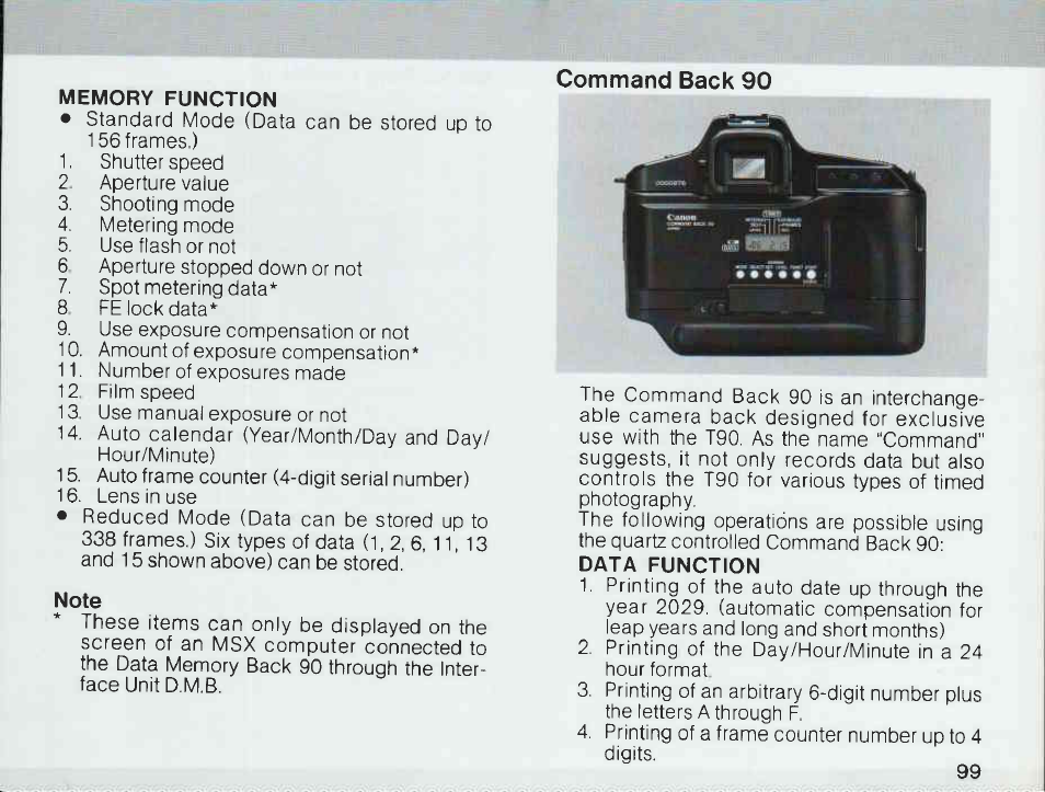 Manual film rewind | Canon T 90 User Manual | Page 101 / 218