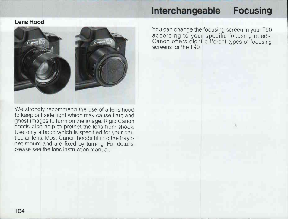 One-point spot metering | Canon T 90 User Manual | Page 106 / 218