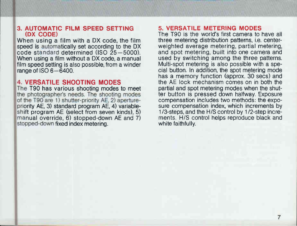 Main features, Built-in motor drive | Canon T 90 User Manual | Page 9 / 218