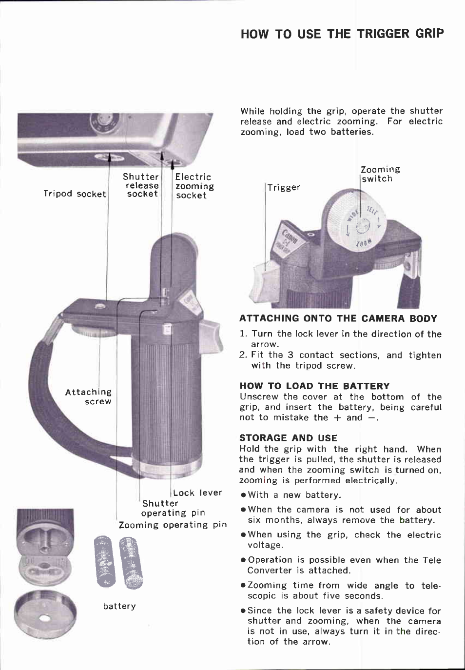 How to use the trigger grip | Canon CINEZOOM 512 User Manual | Page 20 / 48