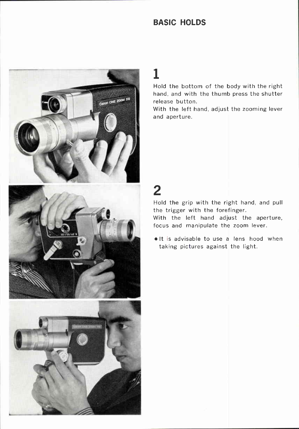 Basic holds | Canon CINEZOOM 512 User Manual | Page 32 / 48