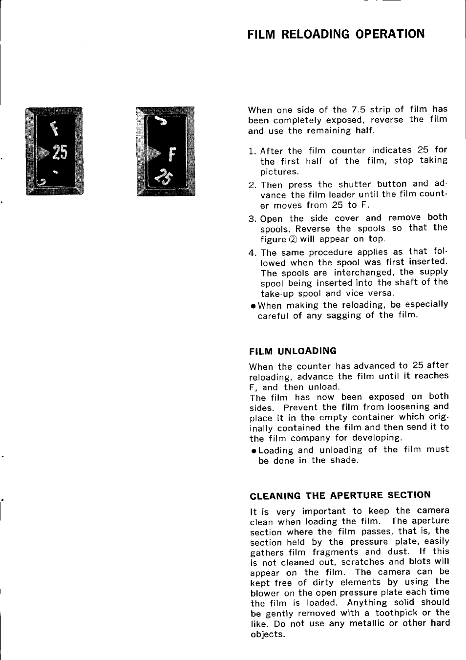 Film reloading operation | Canon CINEZOOM 512 User Manual | Page 37 / 48