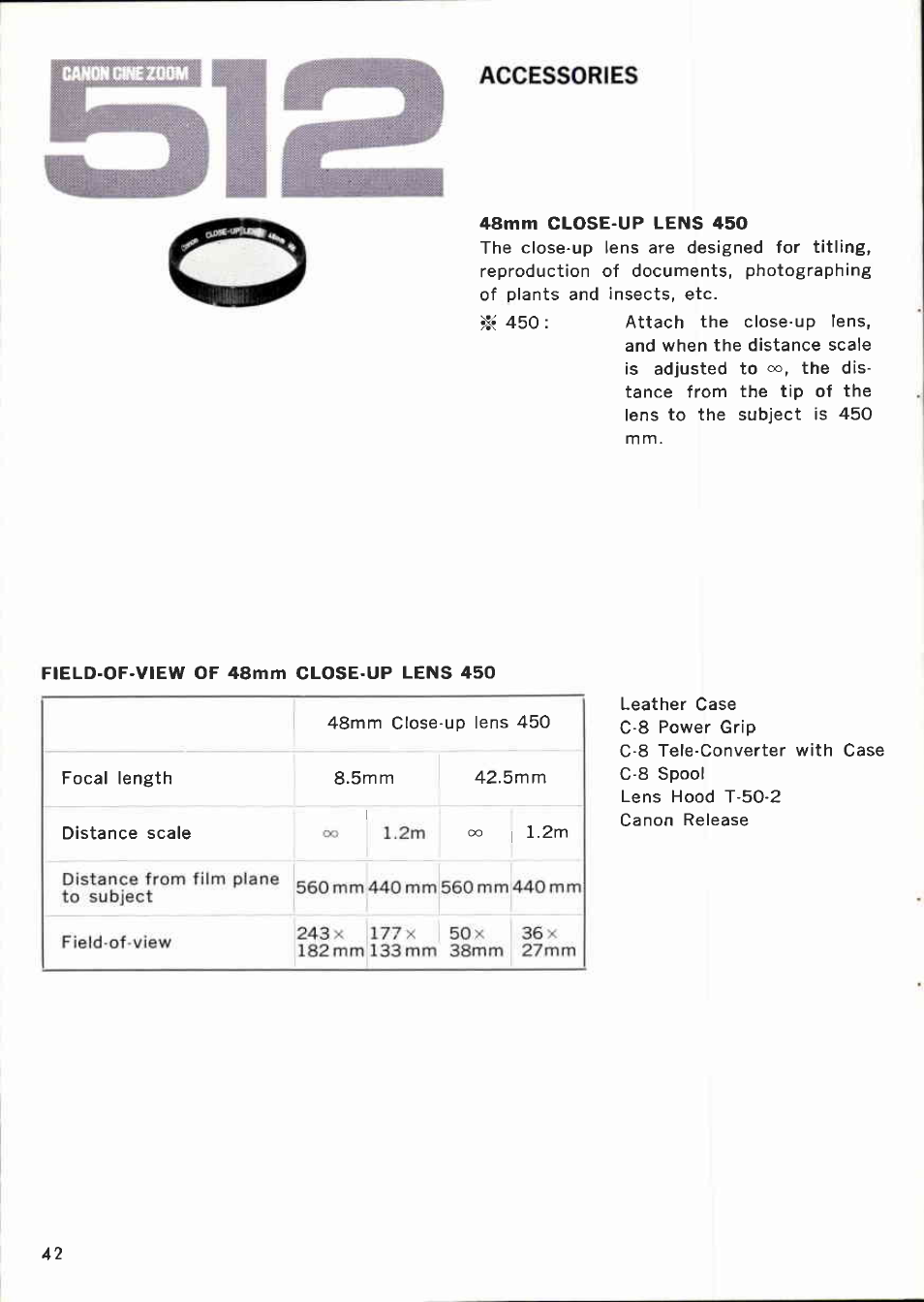 Accessories | Canon CINEZOOM 512 User Manual | Page 42 / 48