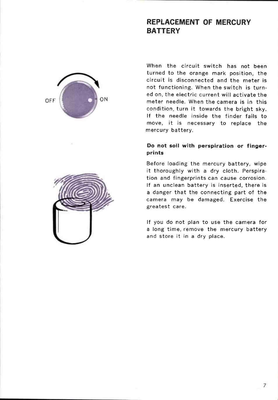 Replacement of mercury battery | Canon CINEZOOM 512 User Manual | Page 7 / 48