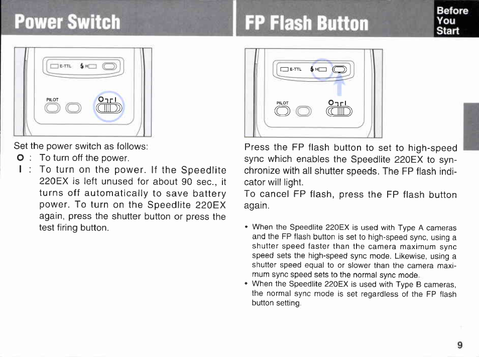 Power switch | Canon 220EX User Manual | Page 9 / 47