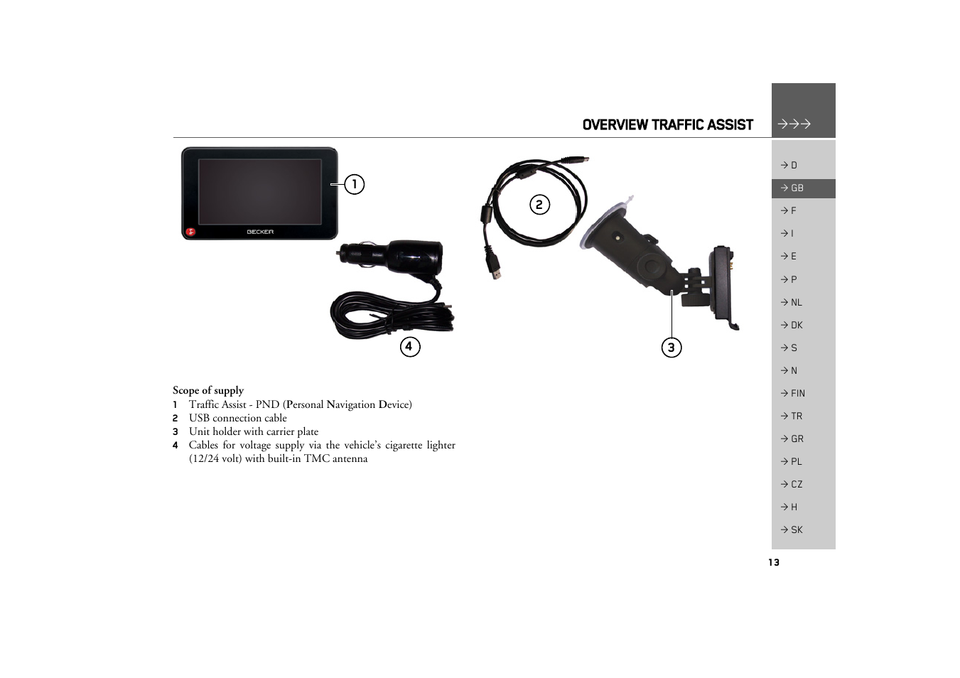 Overview traffic assist | Becker TRAFFIC ASSIST Z217 User Manual | Page 13 / 138