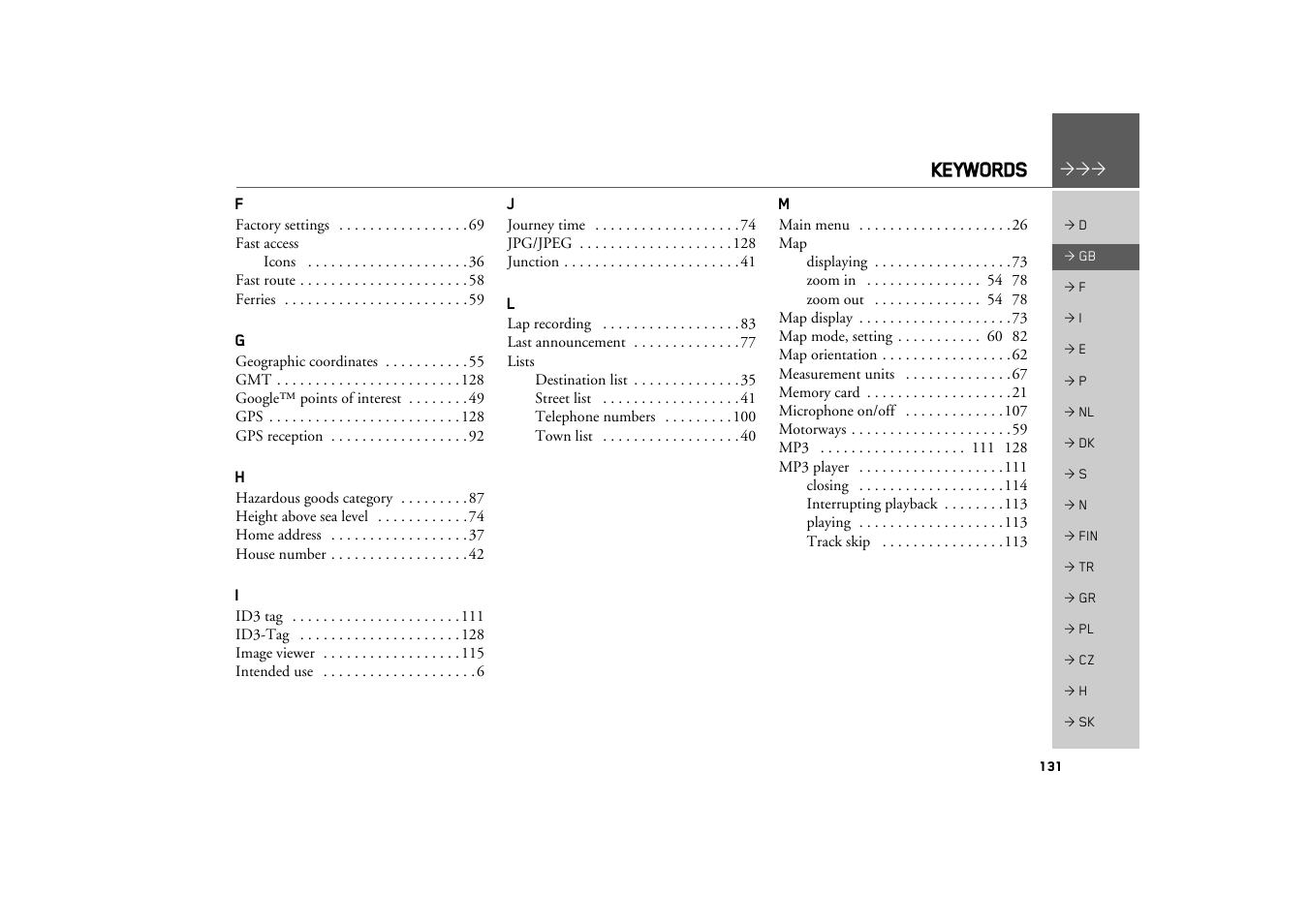 Becker TRAFFIC ASSIST Z217 User Manual | Page 131 / 138