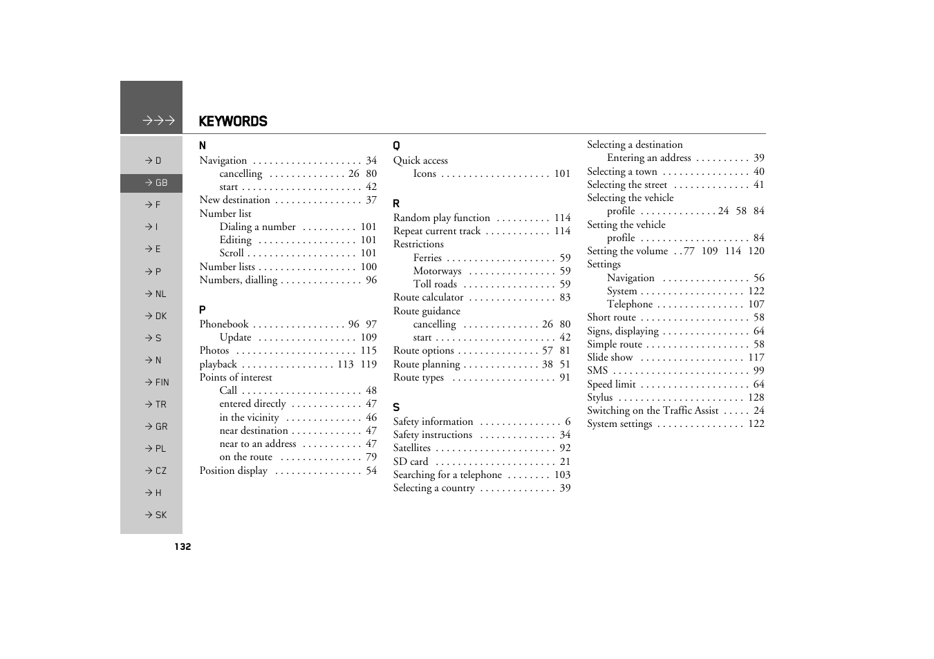 Becker TRAFFIC ASSIST Z217 User Manual | Page 132 / 138