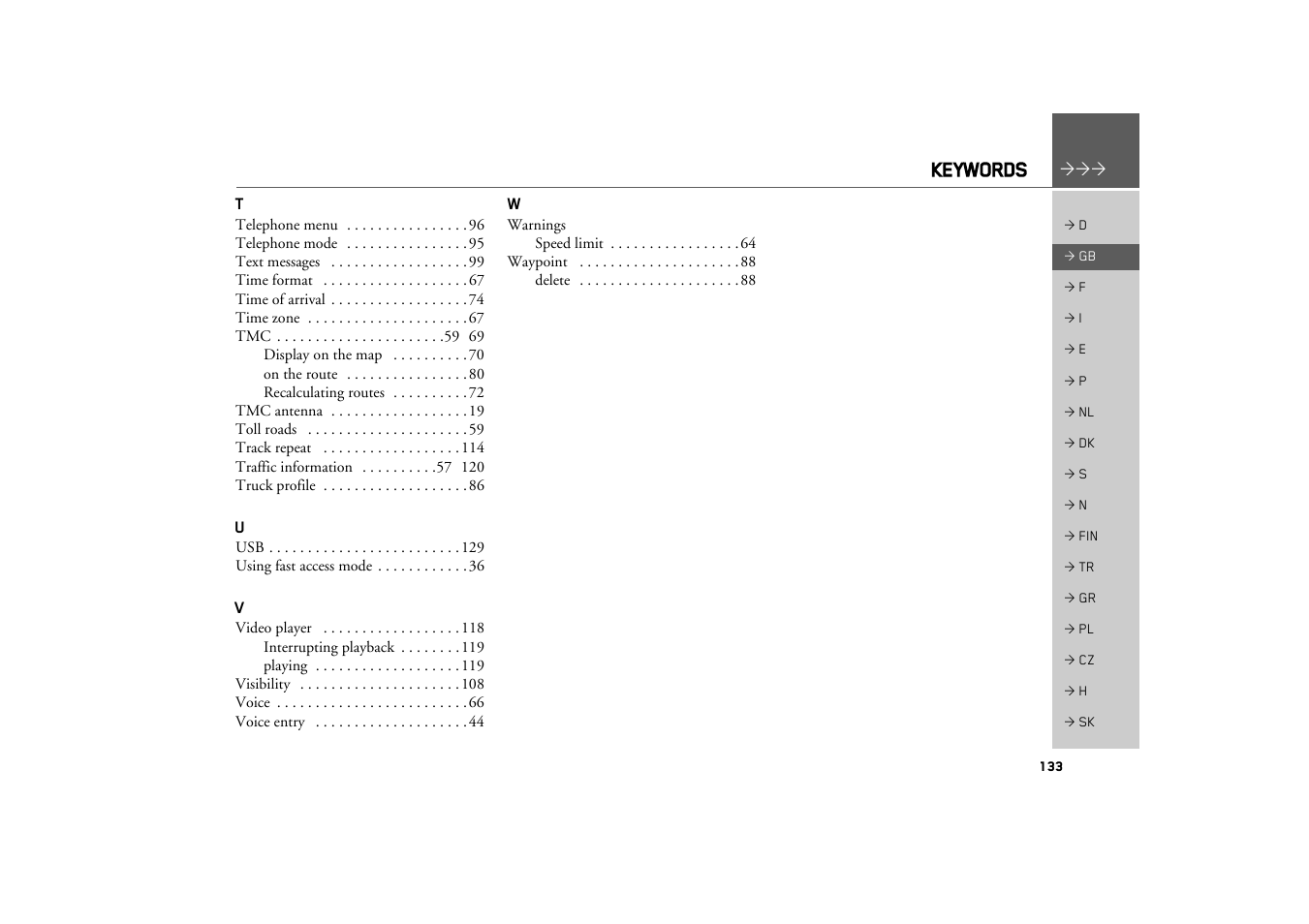 Becker TRAFFIC ASSIST Z217 User Manual | Page 133 / 138