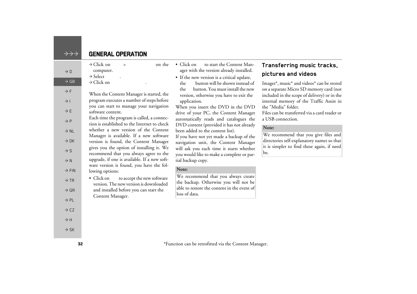 Transferring music tracks, pictures and videos, General operation | Becker TRAFFIC ASSIST Z217 User Manual | Page 32 / 138