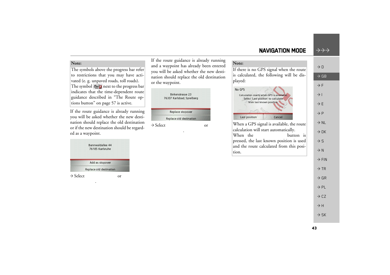 Navigation mode | Becker TRAFFIC ASSIST Z217 User Manual | Page 43 / 138