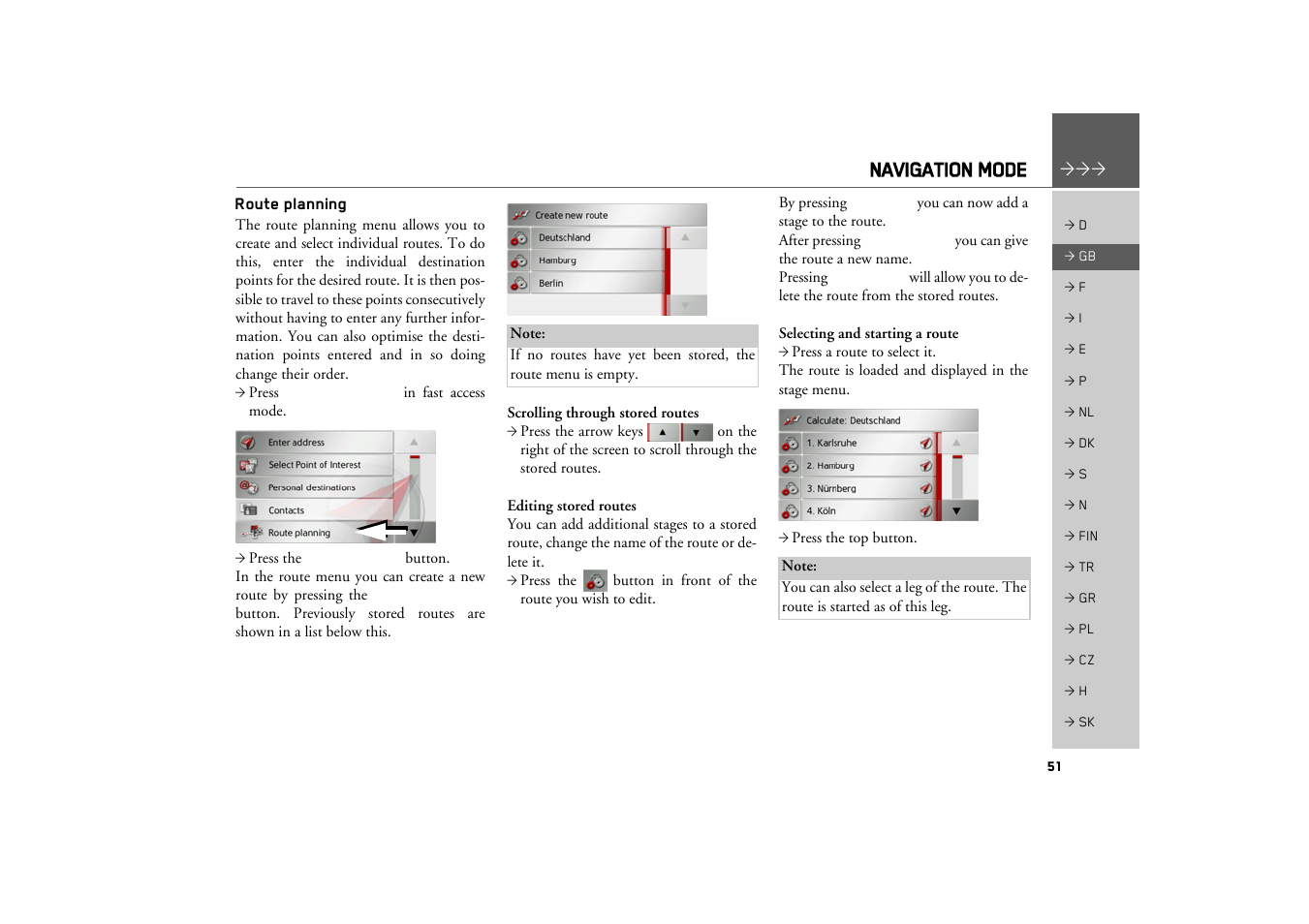 Route planning, Navigation mode | Becker TRAFFIC ASSIST Z217 User Manual | Page 51 / 138