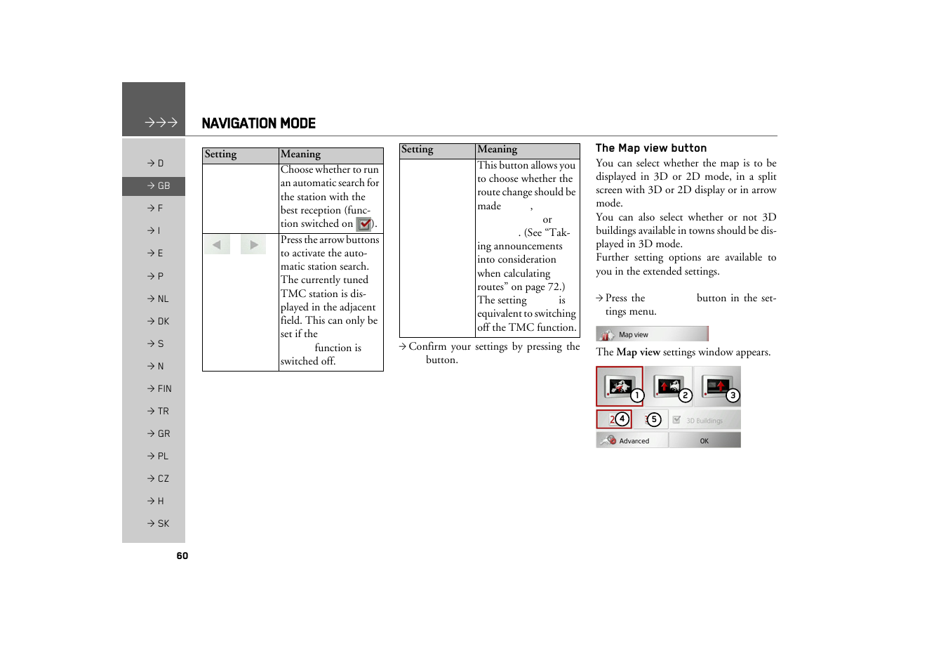 The map view button, Navigation mode | Becker TRAFFIC ASSIST Z217 User Manual | Page 60 / 138