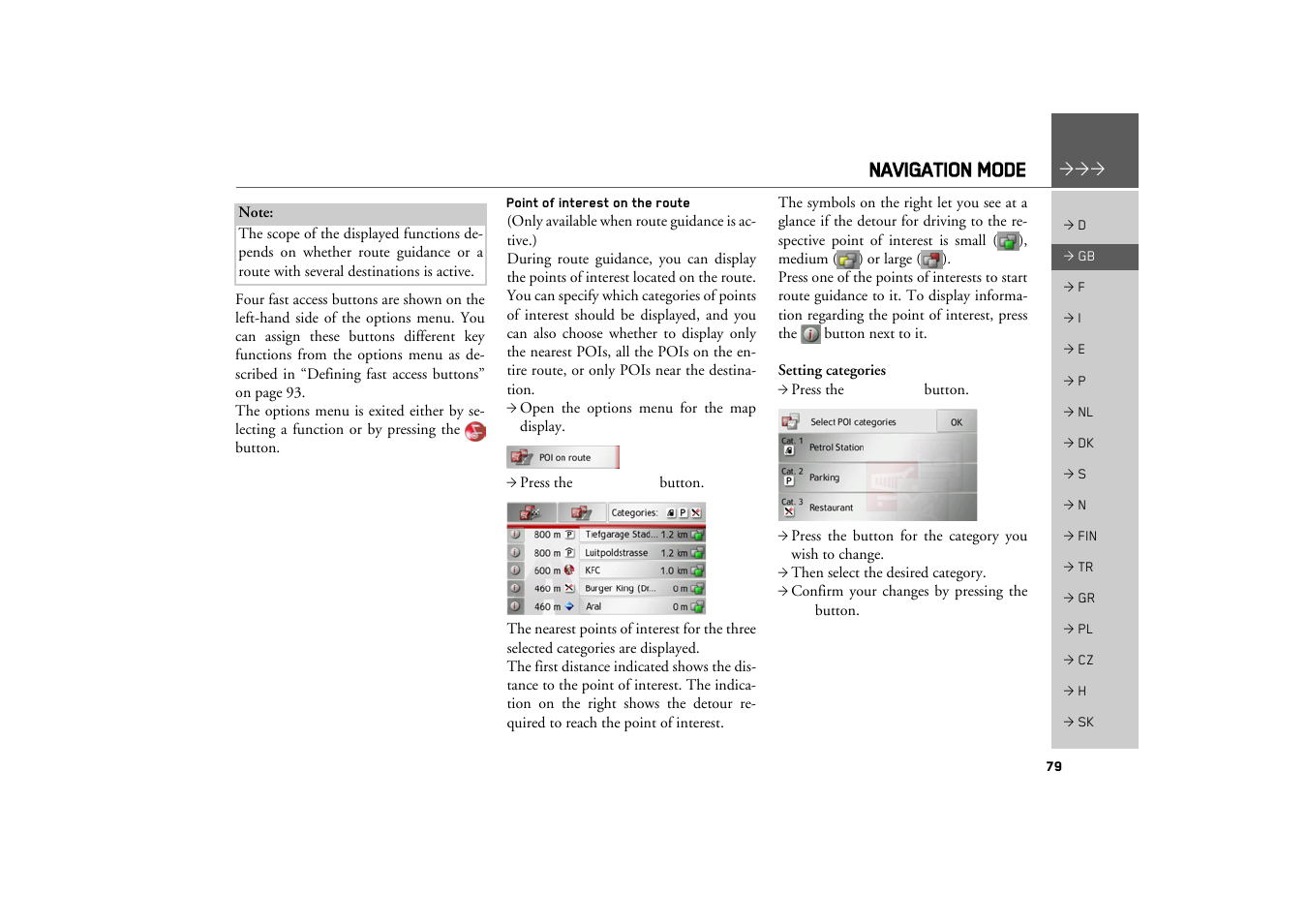 Point of interest on the route, Navigation mode | Becker TRAFFIC ASSIST Z217 User Manual | Page 79 / 138