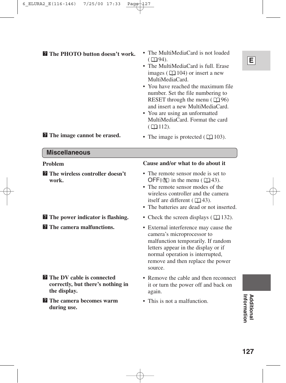 127 e | Canon Elura 2 MC User Manual | Page 127 / 147