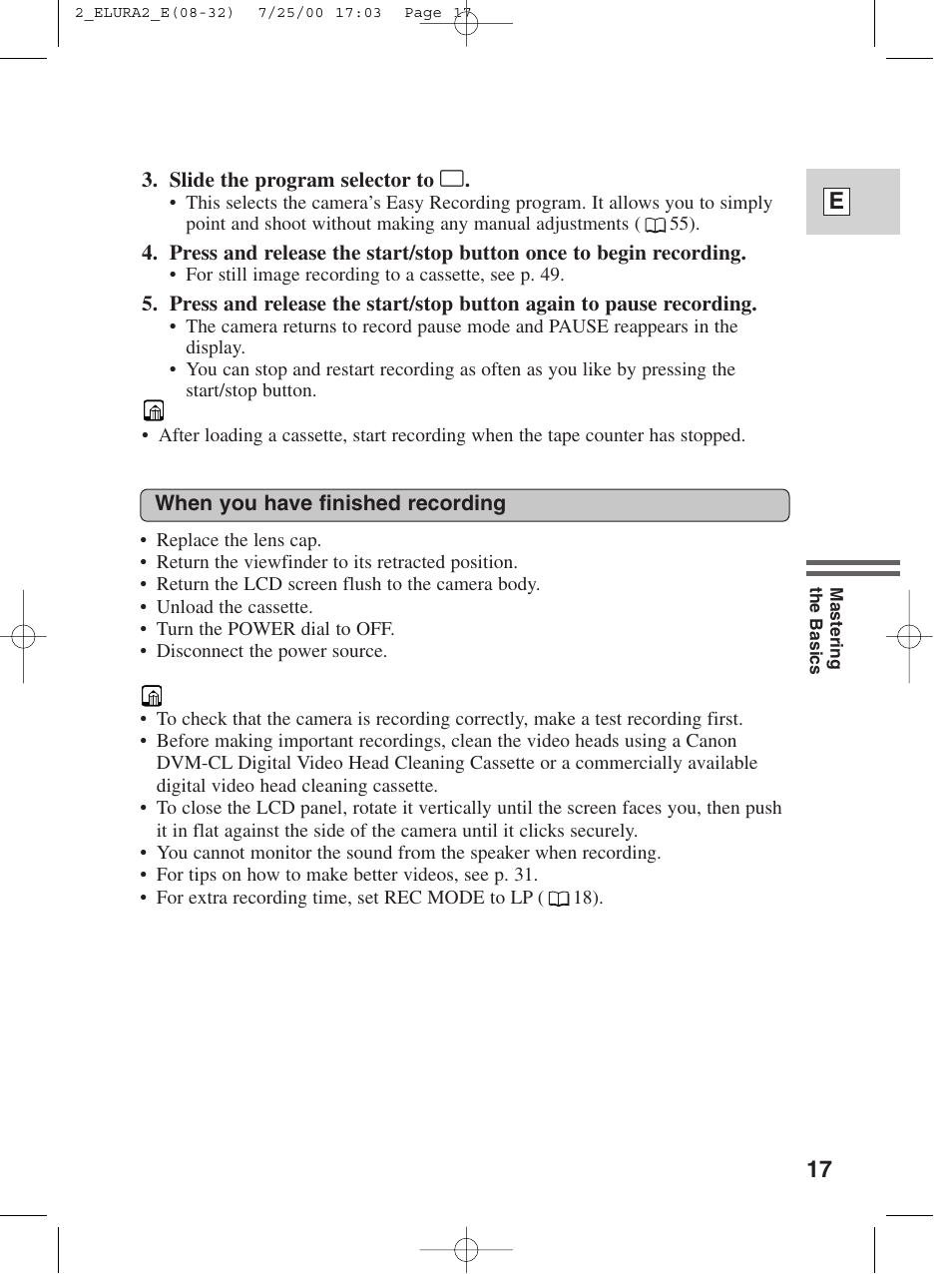 17 e | Canon Elura 2 MC User Manual | Page 17 / 147