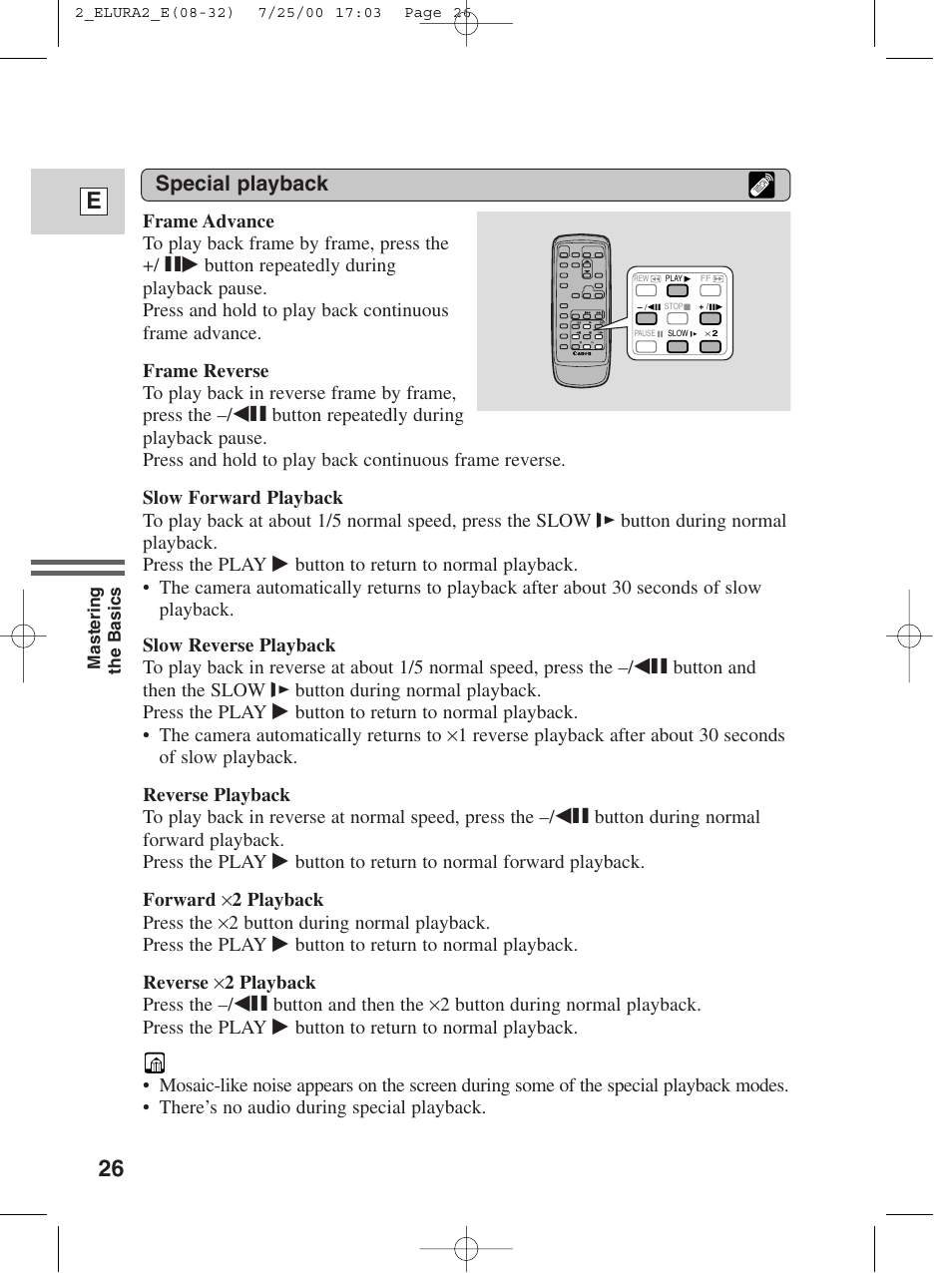 26 e, Special playback | Canon Elura 2 MC User Manual | Page 26 / 147