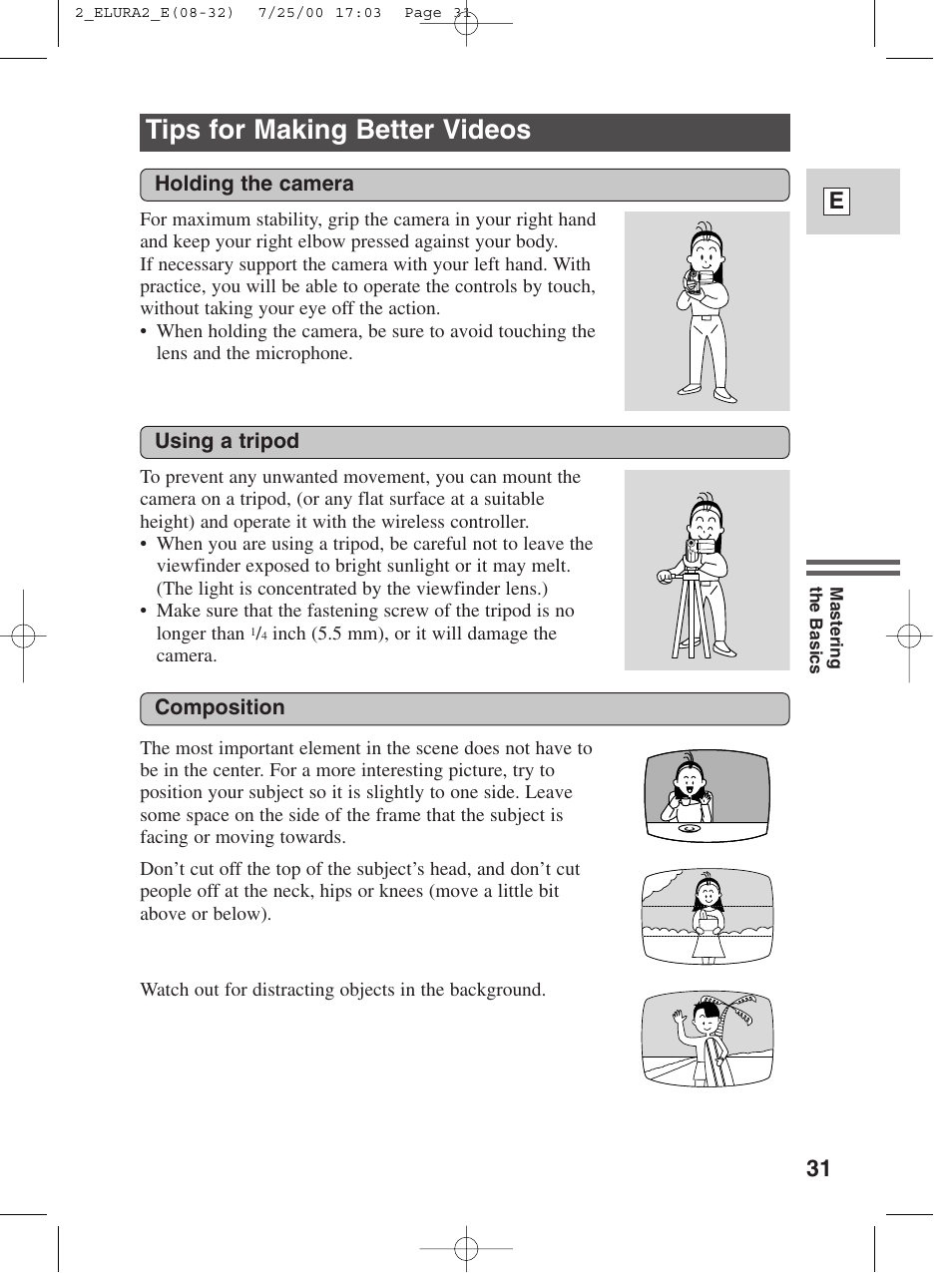 Tips for making better videos, 31 e | Canon Elura 2 MC User Manual | Page 31 / 147