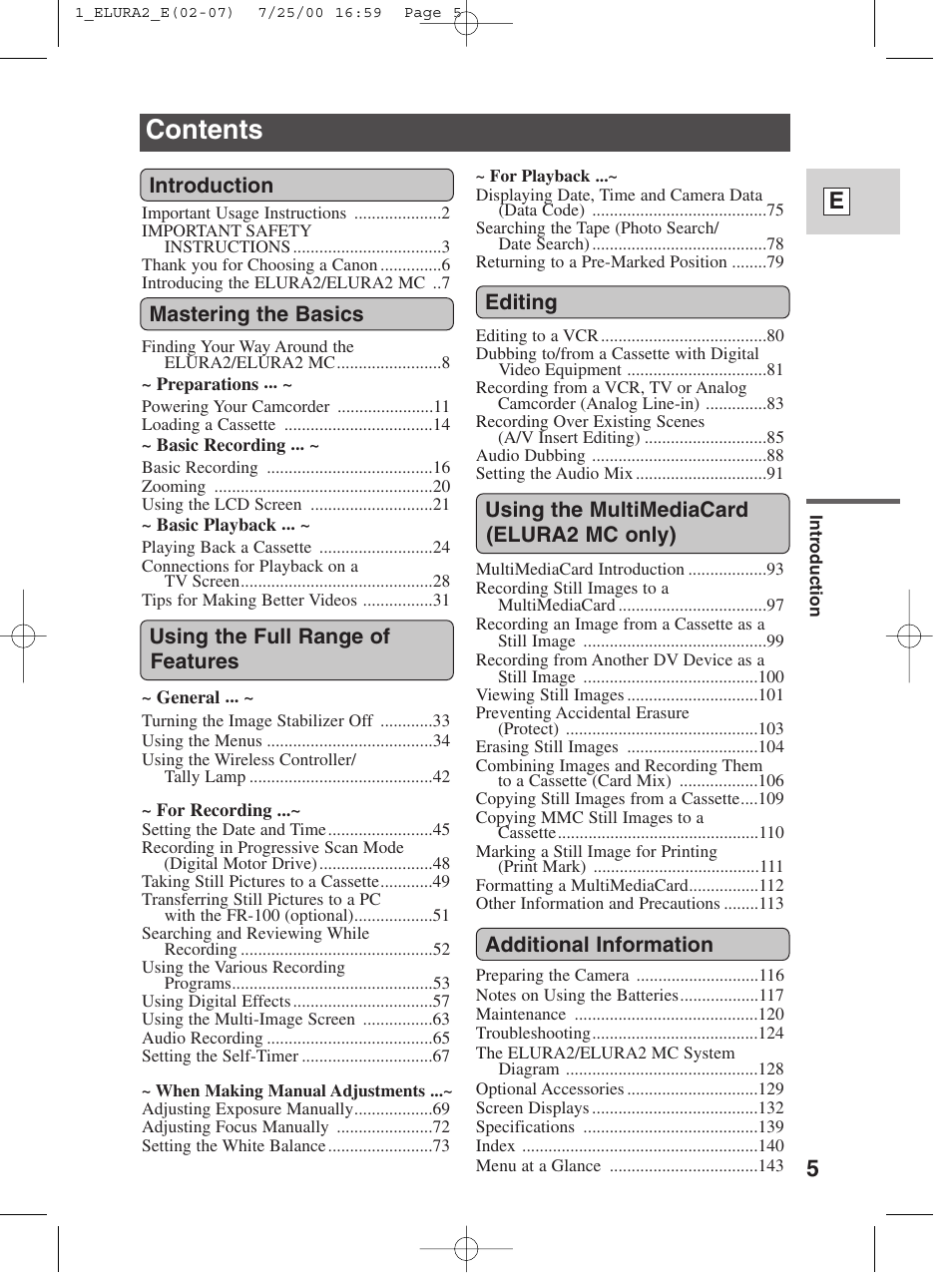 Canon Elura 2 MC User Manual | Page 5 / 147